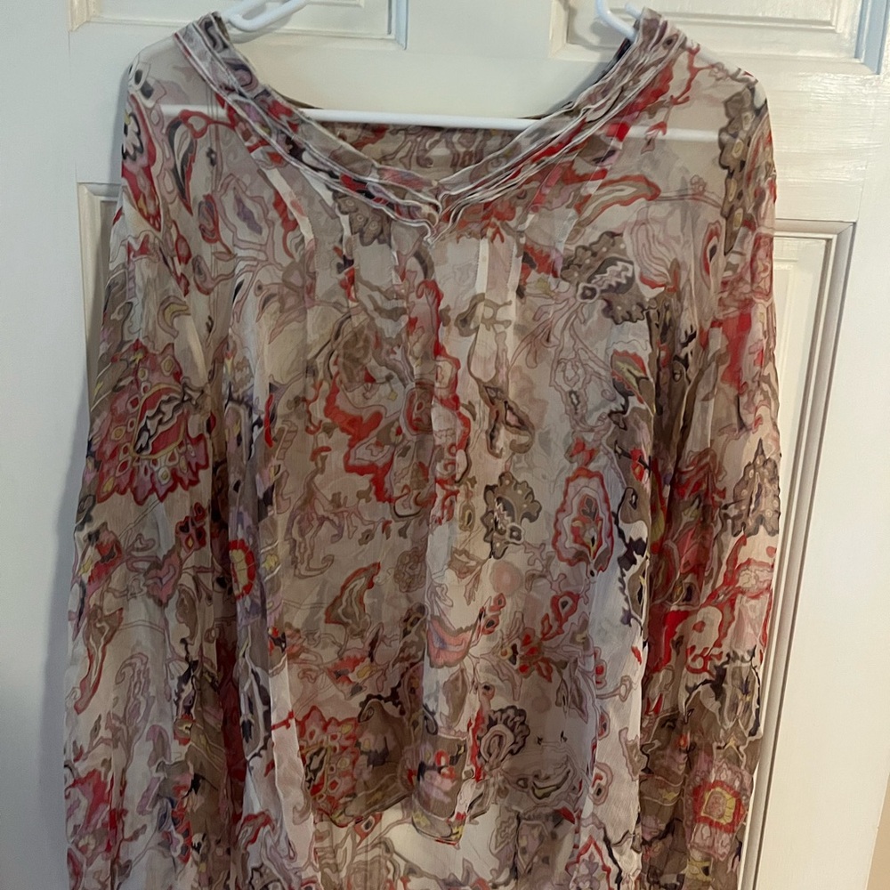 T Tahari Multicolor Sheer Blouse